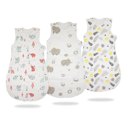 Baby Sleeping Bag Vest Sleep Bag With Sleeves Detachable Convenient Change Diaper 100% Cotton Printed Newborn Baby Carriage Sack