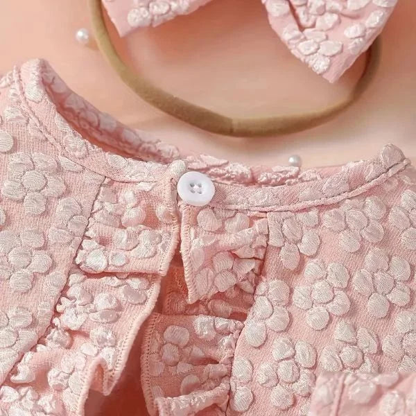 Pink Baby Girl Lace Outfit Set