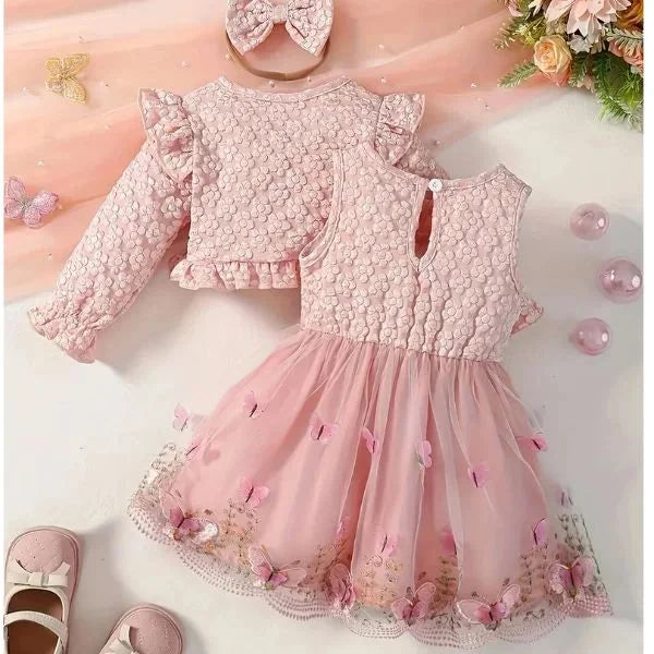 Pink Baby Girl Lace Outfit Set