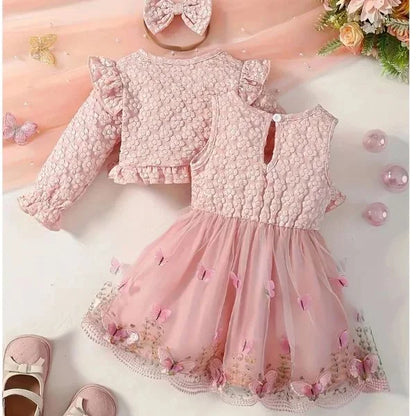 Pink Baby Girl Lace Outfit Set