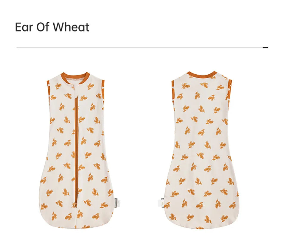 Baby Sleeping Bag 0-12Months Cute Cartoon Baby Swaddle Wrap With Removable Button 2-Ways Zipper 100%Cotton Summer Thin Sleepsack