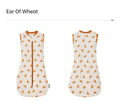 Baby Sleeping Bag 0-12Months Cute Cartoon Baby Swaddle Wrap With Removable Button 2-Ways Zipper 100%Cotton Summer Thin Sleepsack