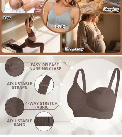 4-pieces of Maternity nursing bra solid color nursing bra Adjustable shoulder strap during pregnancy and postpartum dual-use