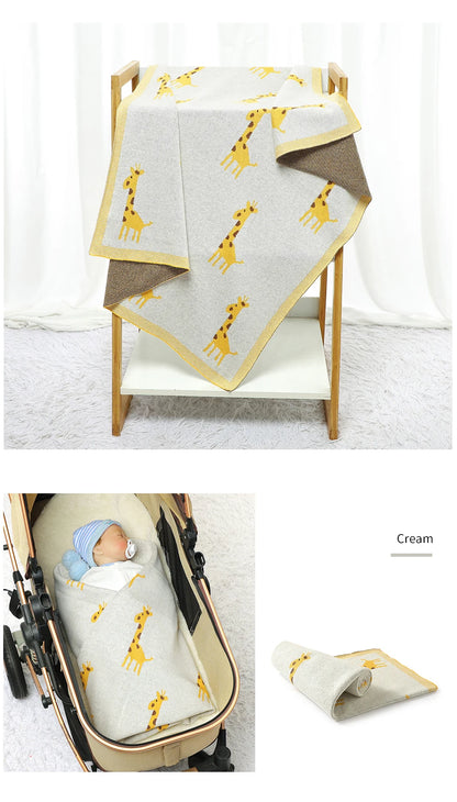 Cotton Knitted Baby Blanket Newborn Boys Girls Super Soft Stroller Basket Swaddle Wrap Plaid 100*80cm Infant Receiving Bed Quilt