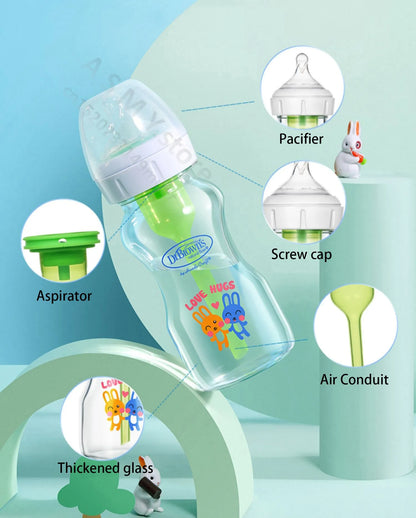 Dr. Brown's newborn glass baby bottle, wide diameter, anti-colic, gas-liquid separation 150ML + 270ML combination set