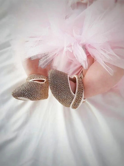 Dollbling Luxury Baby Bottles and Shoes Headband Set Keepsake Diamond Tutu Outfit Red Bottom Little Girl Baptism Shoes