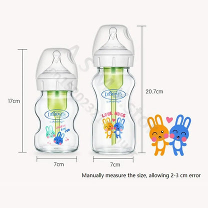 Dr. Brown's newborn glass baby bottle, wide diameter, anti-colic, gas-liquid separation 150ML + 270ML combination set
