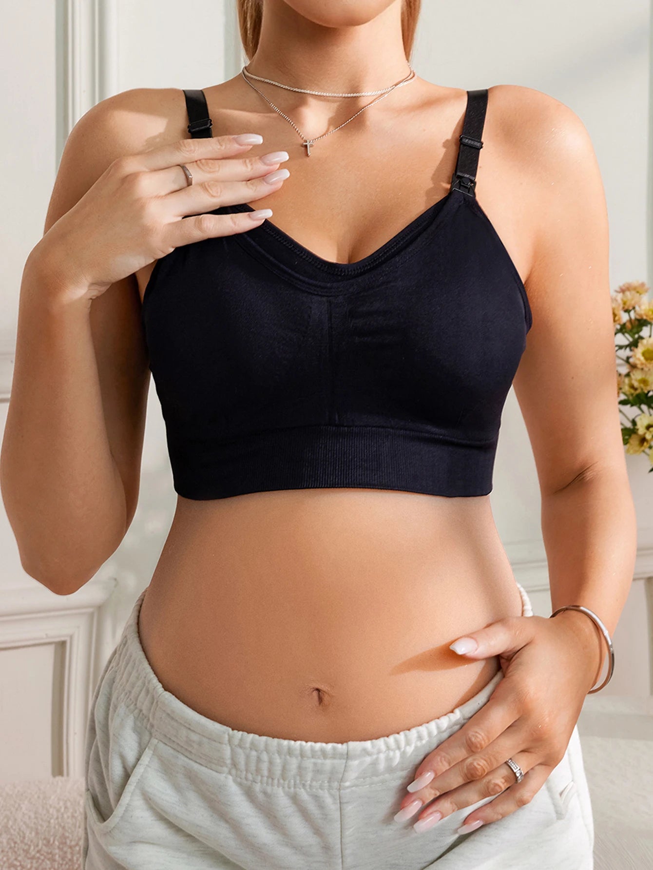 3-pieces of Maternity nursing bra Double layer cloth  Comfortable solid color nursing bra  Adjustable shoulder strap
