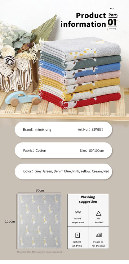 Cotton Knitted Baby Blanket Newborn Boys Girls Super Soft Stroller Basket Swaddle Wrap Plaid 100*80cm Infant Receiving Bed Quilt