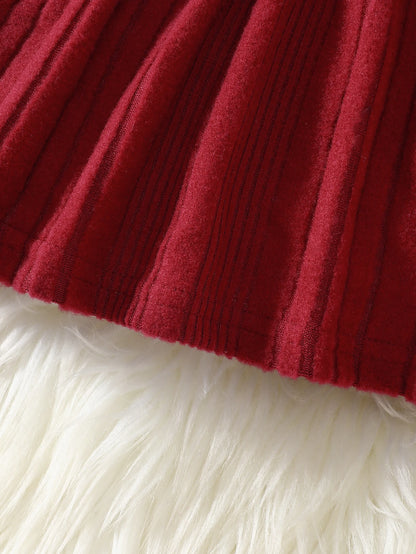 Newborn baby girl autumn new wine red long sleeved dress and headband 2-piece set with comfortable fabric, fashionable