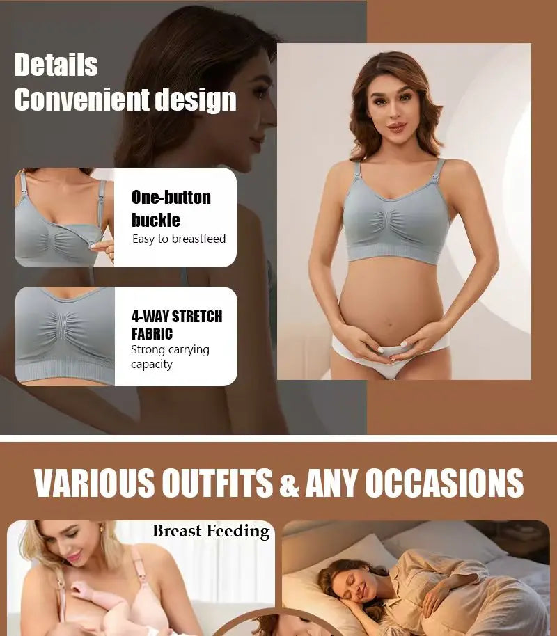 4-pieces of Maternity nursing bra solid color nursing bra Adjustable shoulder strap during pregnancy and postpartum dual-use
