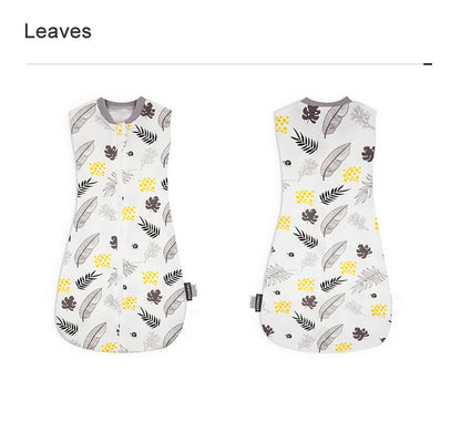 Baby Sleeping Bag 0-12Months Cute Cartoon Baby Swaddle Wrap With Removable Button 2-Ways Zipper 100%Cotton Summer Thin Sleepsack