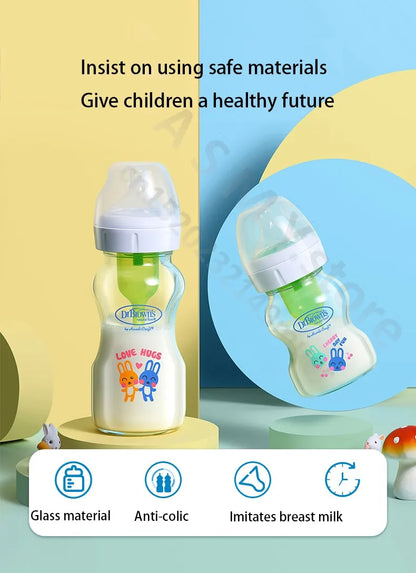 Dr. Brown's newborn glass baby bottle, wide diameter, anti-colic, gas-liquid separation 150ML + 270ML combination set