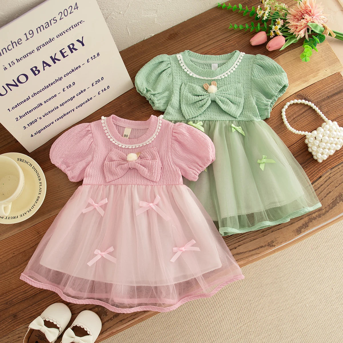 Bow Chiffon Baby Girl Dress Summer New Sweet And Cute Children'S Clothing (6 Months -3 Years Old)