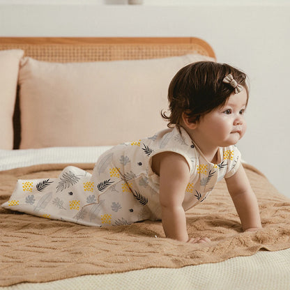 Baby Sleeping Bag 0-12Months Cute Cartoon Baby Swaddle Wrap With Removable Button 2-Ways Zipper 100%Cotton Summer Thin Sleepsack