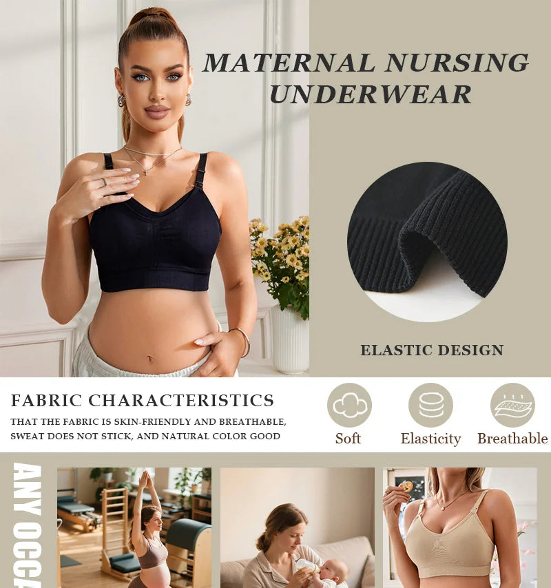 3-pieces of Maternity nursing bra Double layer cloth  Comfortable solid color nursing bra  Adjustable shoulder strap